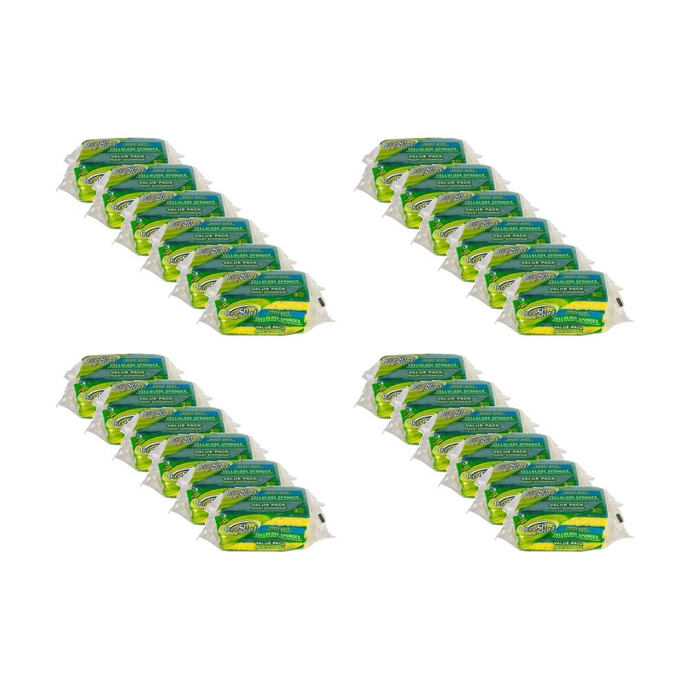 Fresh Start 24x 3pc Heavy Duty Grime Removing Cleaning Sponges Cellulose