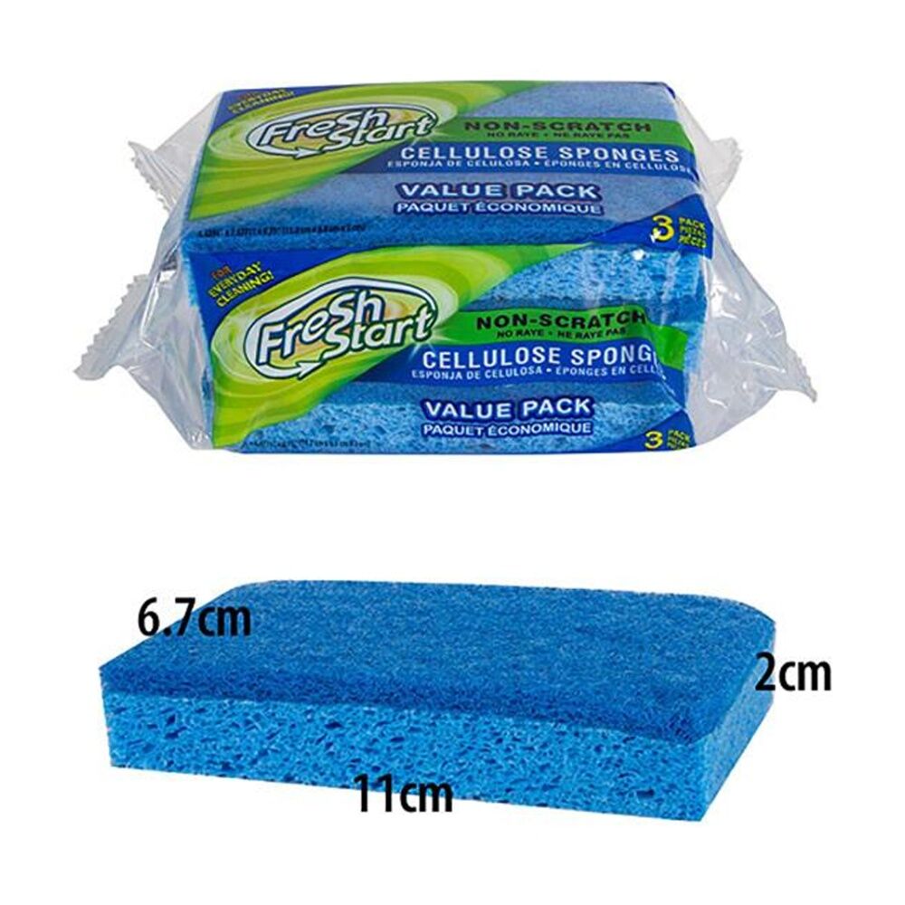 Fresh Start 3pc Fresh Start Non Scratch Grime-Removing Cleaning Sponges Dual-Sided (12 Pack) — image 4