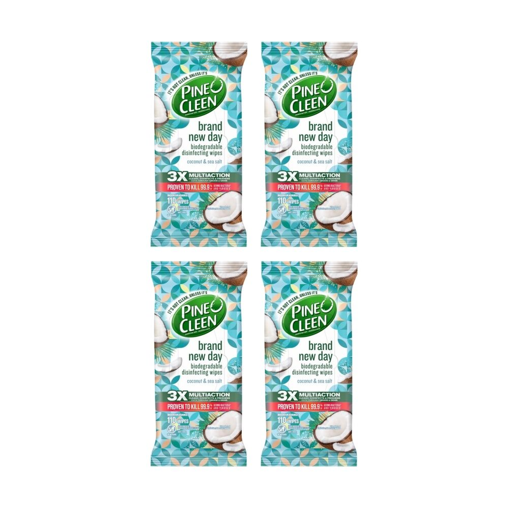 Pine O Cleen 110pc Pine O Cleen Wipes Disinfecting Coconut And Sea Salt Cleaning Pack (4 Pack)