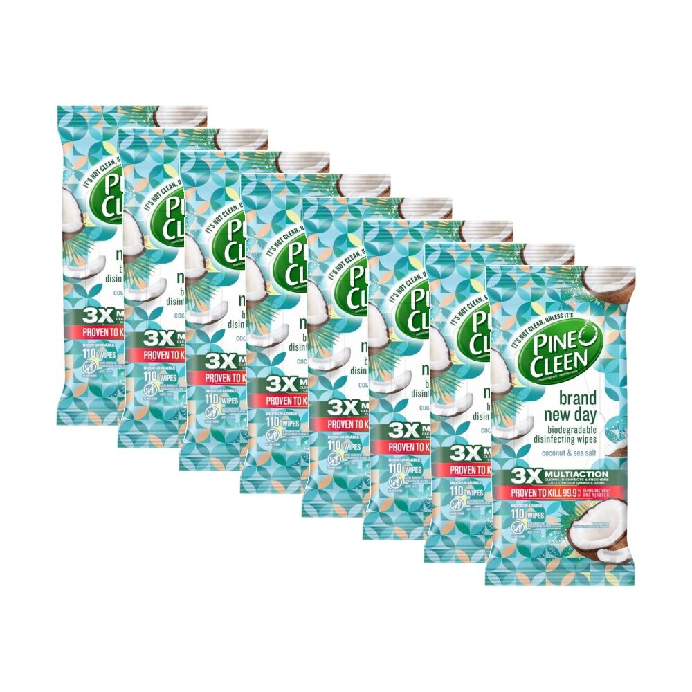 Pine O Cleen 110pc Pine O Cleen Wipes Disinfecting Coconut And Sea Salt Cleaning Pack (8 Pack)