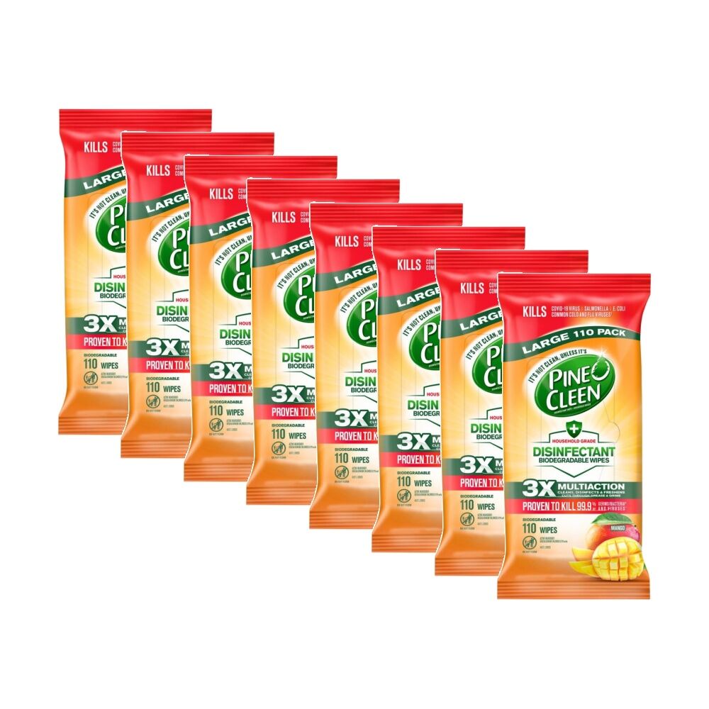 Pine O Cleen 110pc Pine O Cleen Pack Household Grade Disinfectant Wipes Mango Scent (8 Pack)