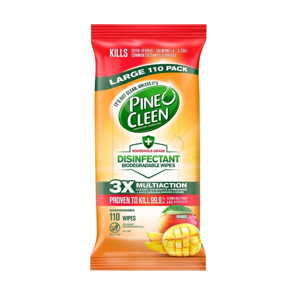 Pine O Cleen 110pc Pine O Cleen Pack Household Grade Disinfectant Wipes Mango Scent (8 Pack) — image 2