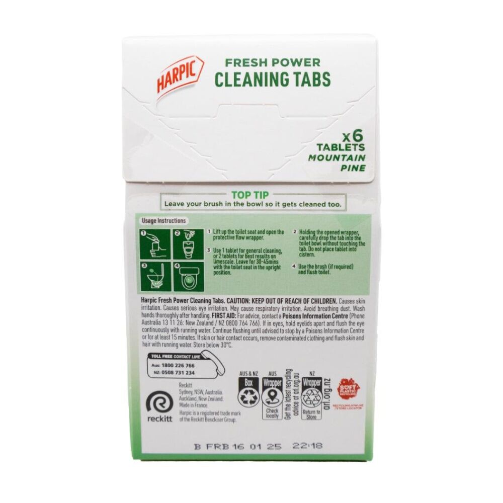 Harpic 6pc Harpic Antibacterial Fresh Power Toilet Cleaning Tabs Mountain Pine (4 Pack) — image 5
