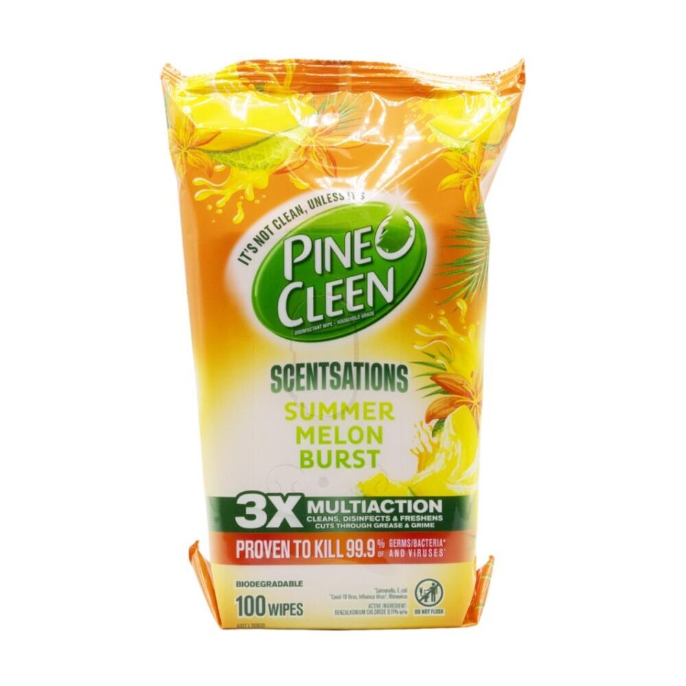 Pine O Cleen 100pc Pine O Cleen Disinfectant Wipes Set Summer Melon Burst Scent (3 Pack) — image 2