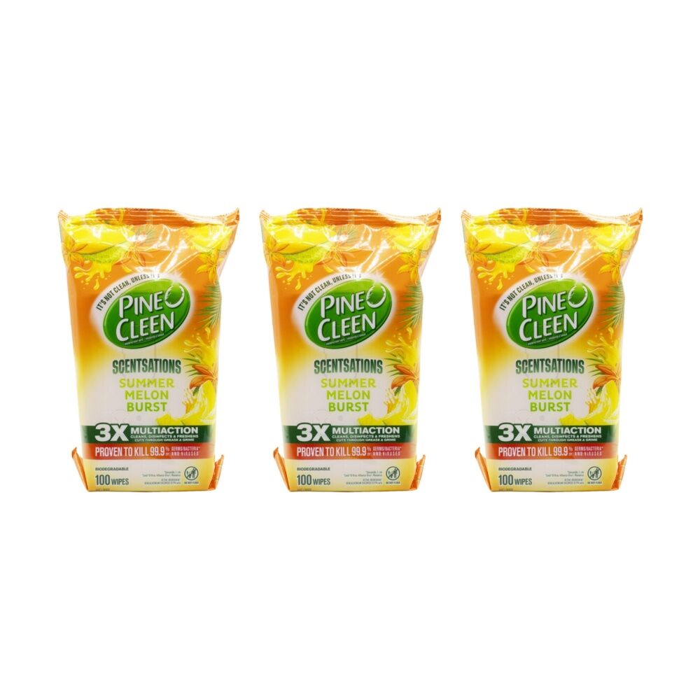 Pine O Cleen 100pc Pine O Cleen Disinfectant Wipes Set Summer Melon Burst Scent (3 Pack)