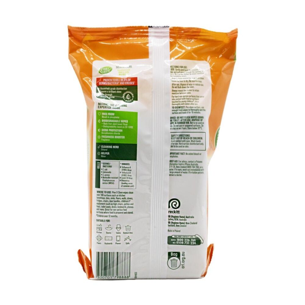 Pine O Cleen 100pc Pine O Cleen Disinfectant Wipes Set Summer Melon Burst Scent (3 Pack) — image 3