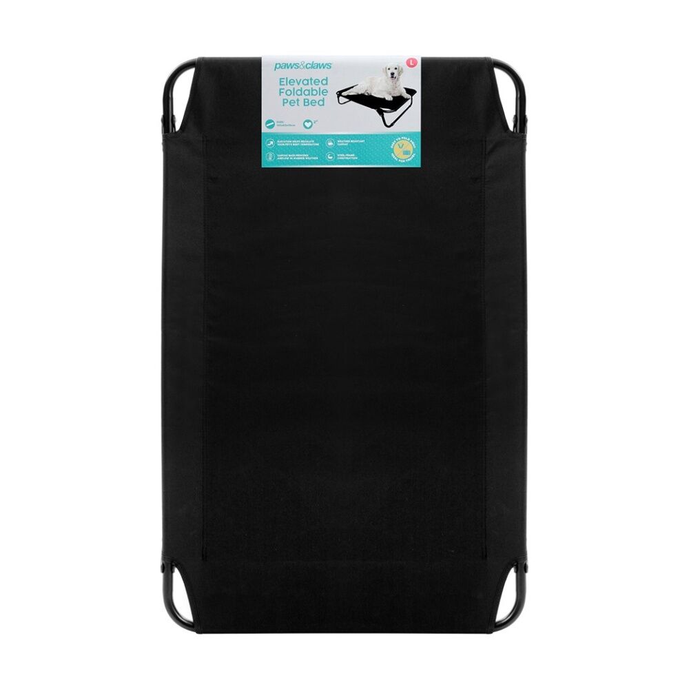 Paws and Claws Foldable Elevated Dog Pet Bed Black 105x65x18cm Large (2 Pack) — image 2