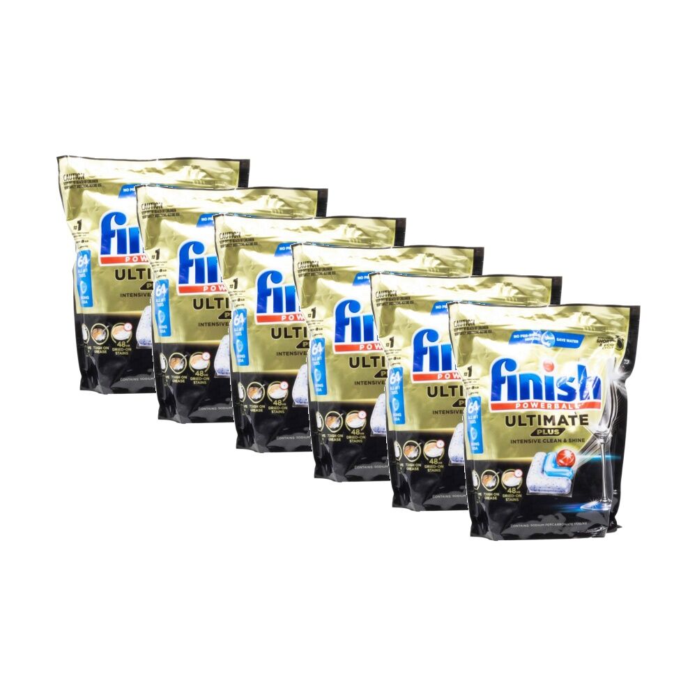 Finish 64pc Finish Powerball Ultimate Plus Clean & Shine Dishwasher Tabs Baking Soda (6 Pack)