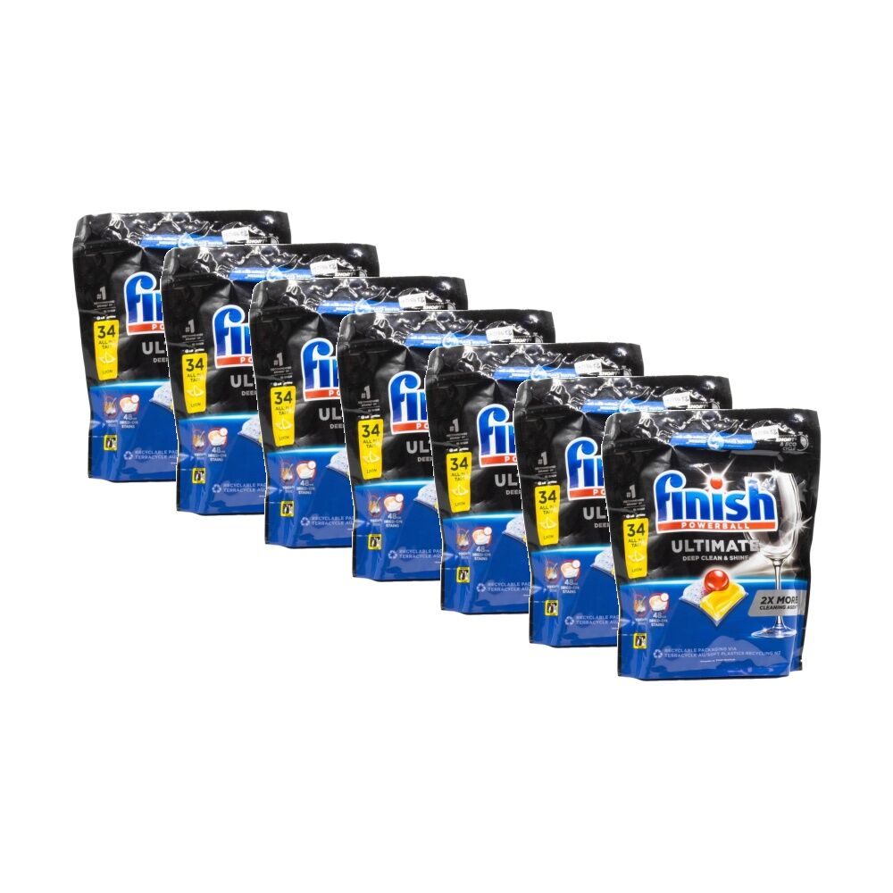 Finish 34pc Finish Powerball Ultimate Deep Clean & Shine Dishwasher Tablets Lemon (7 Pack)