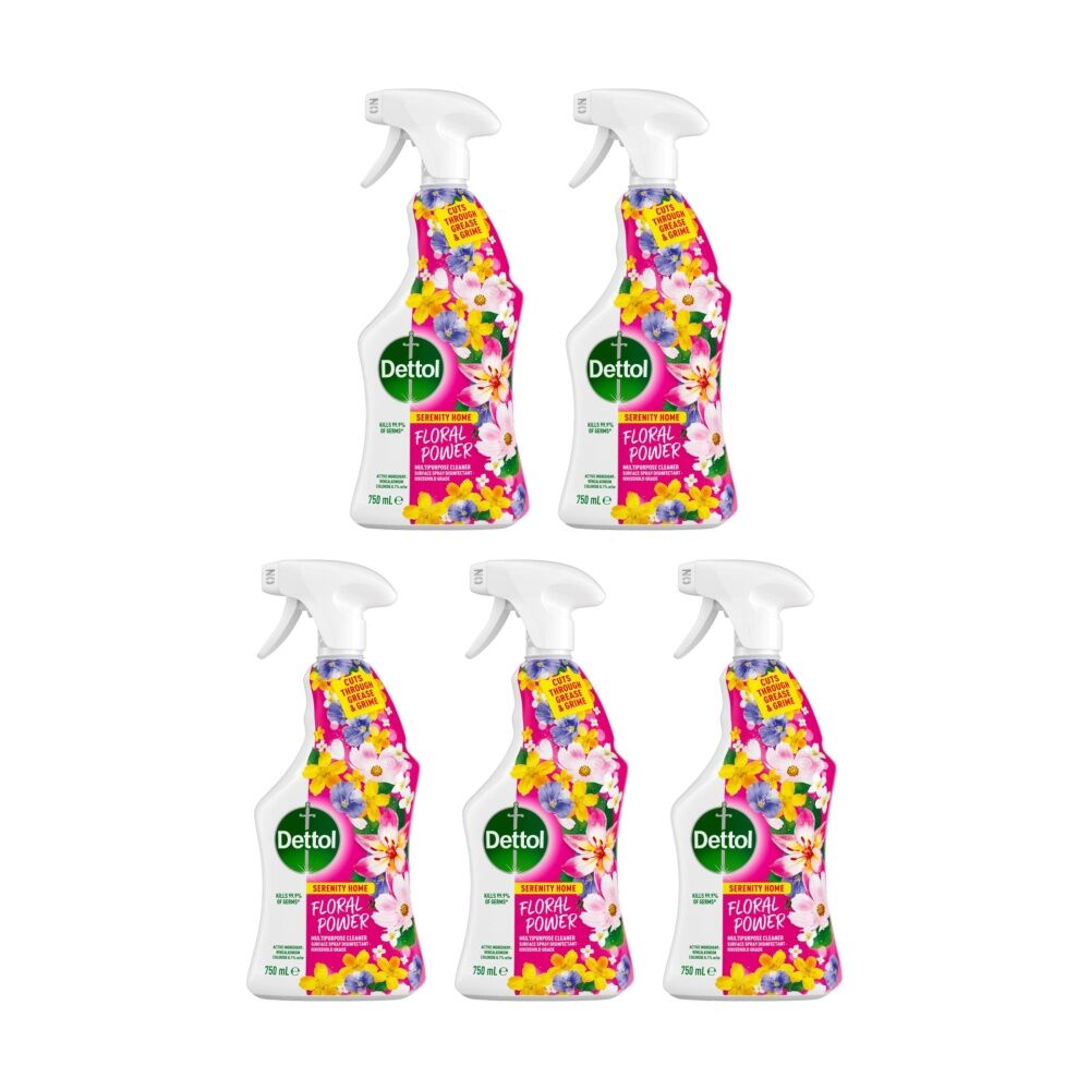 Dettol Multipurpose Cleaner Serenity Home Floral Power Surface Spray 750ml (5 Pack)