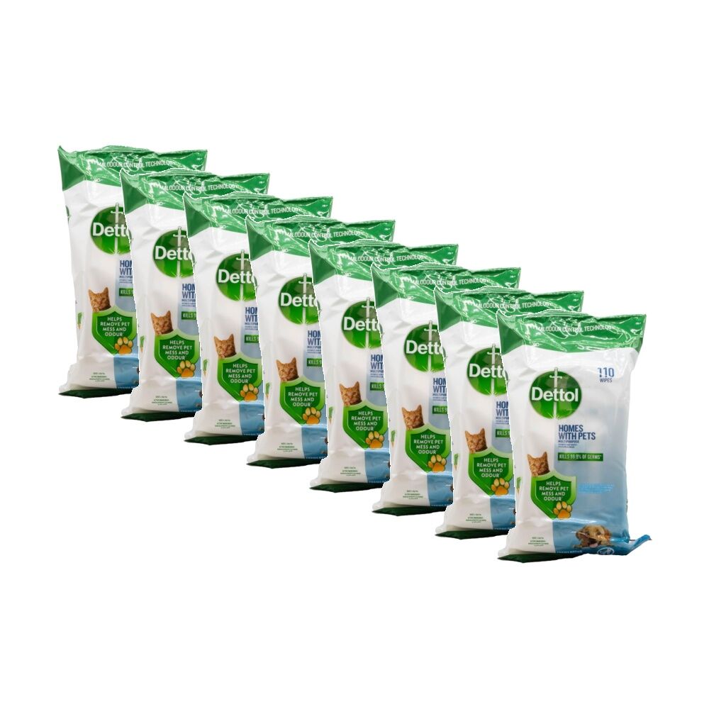 Dettol 110pc Dettol Homes w/ Pets Multipurpose Disinfectant Wipes Fresh Breeze (8 Pack)