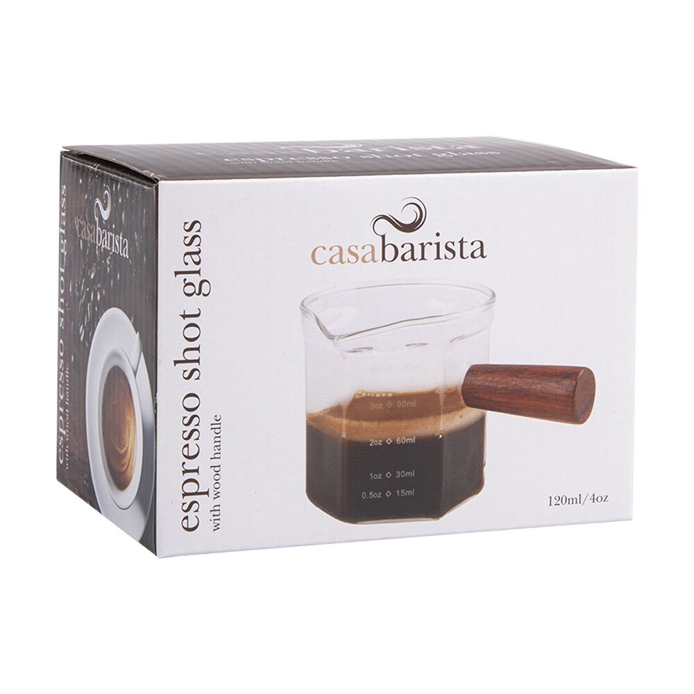 Casabarista Espresso Shot Glass w/ Wooden Handle & Spout 120ml Casabarista