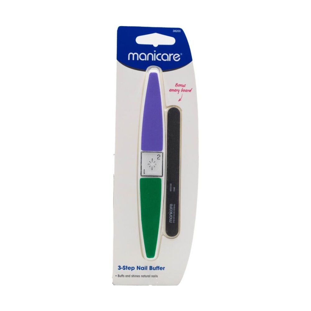 Manicare 3 Step Buff & Shine Natural Buffer Nail Care Tool Multi Colour (6 Pack) — image 2
