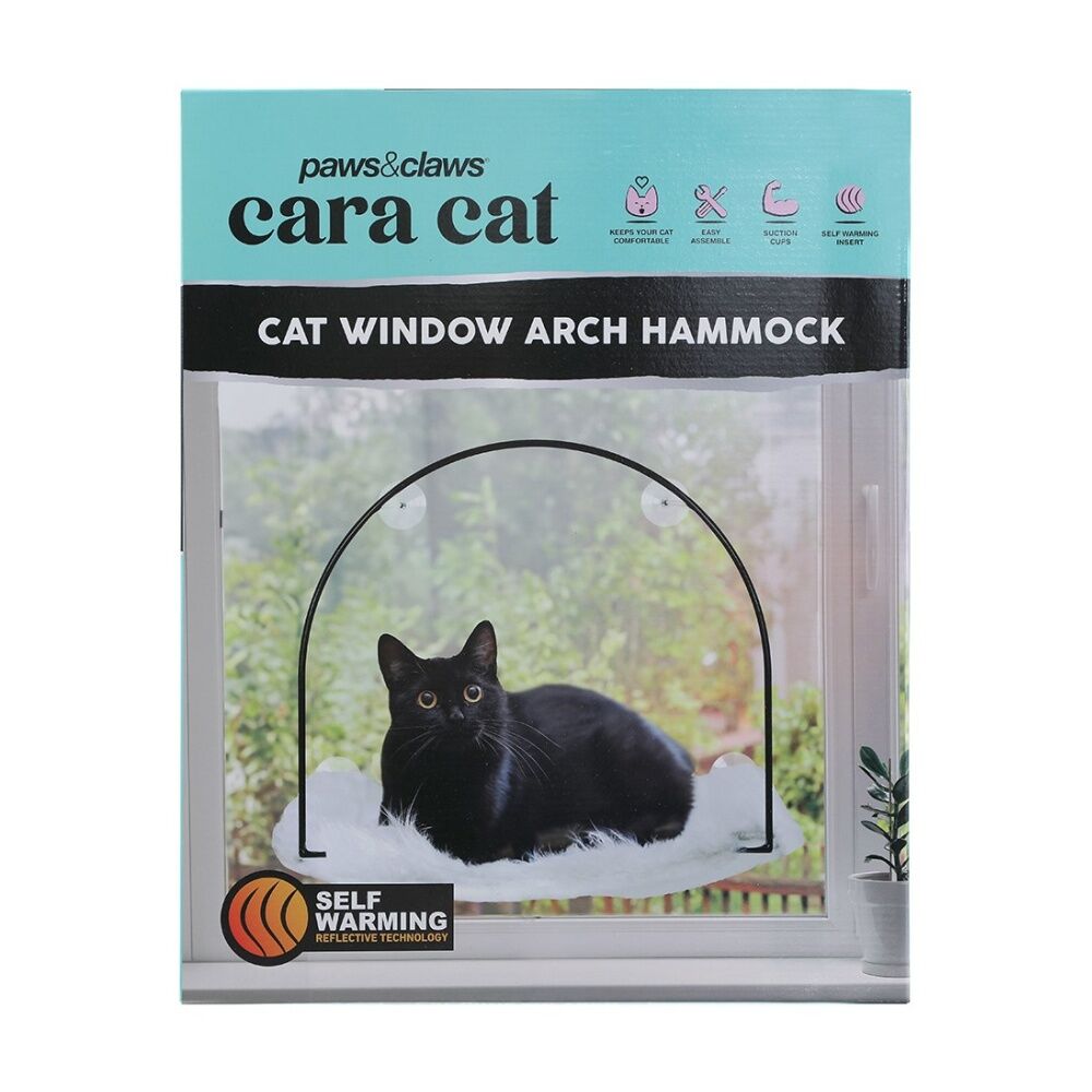 Paws and Claws 50x40x30cm Cat Window Arch Hammock w/ Self Warming Insert