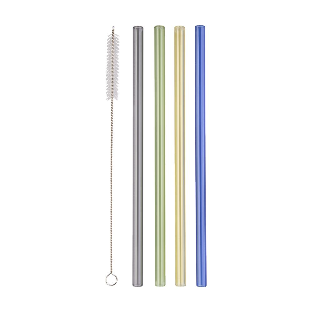 Appetito Borosilicate Glass Straw Set Straight 20cm Multi-Coloured (4 Pieces) — image 3