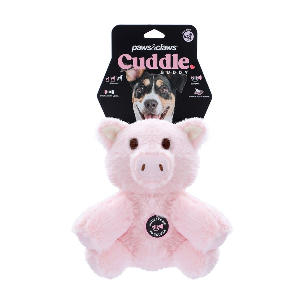 Paws and Claws Assorted Cuddle Buddy Animals 23cm Plush Squeaky Dog Pet Toy