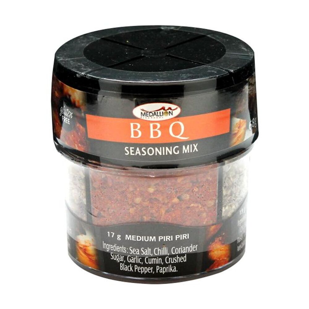 Medallion 4 in 1 BBQ Seasoning Mix 68g - Piri Piri - Lemon Pepper - BBQ Texas - Steak And Chops - Medium Spice Level - Without MSG Preservatives