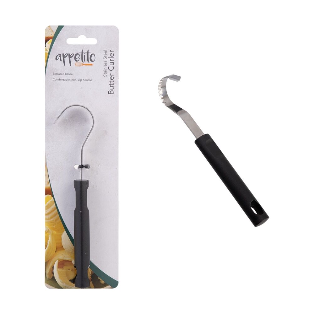 Appetito Stainless Steel Butter Curler Kitchen Tool w/ Black Handle (2 Pack) — image 4