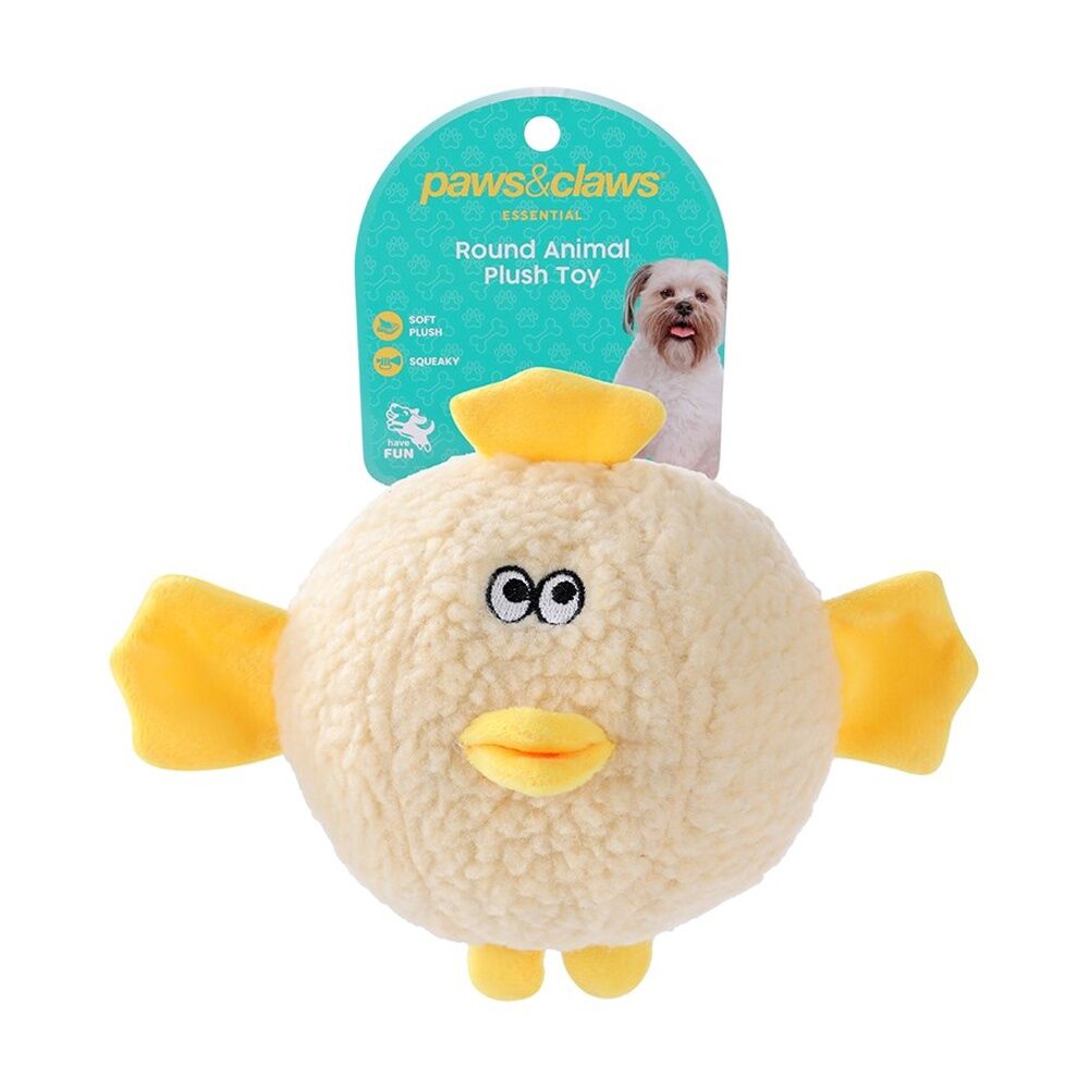 Paws and Claws Plush Round Animal Squeaky Dog Pet Toy 18x18x18cm Assorted (6 Pack) — image 7