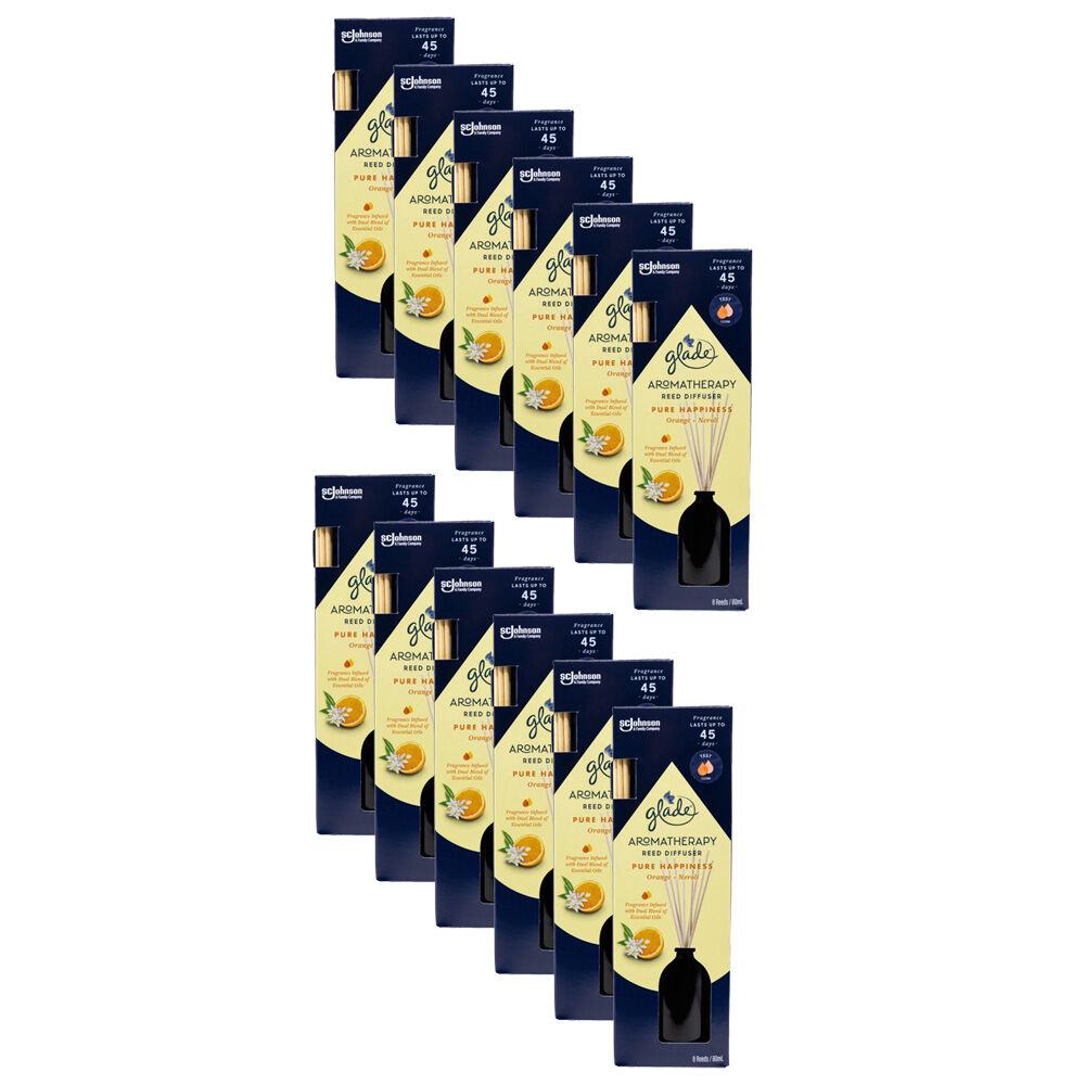 Glade Reed Diffuser Aromatherapy Pure Happiness Orange & Neroli 80ml (12 Pack)