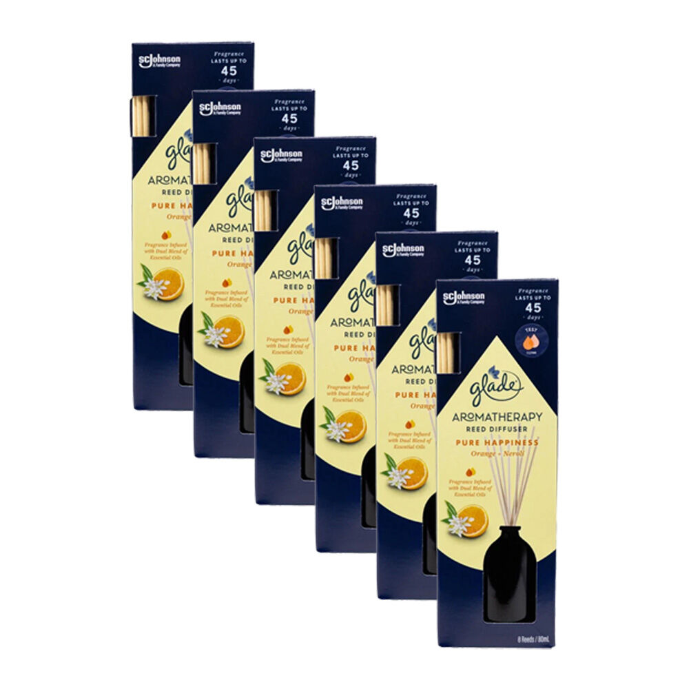 Glade Reed Diffuser Aromatherapy Pure Happiness Orange & Neroli 80ml (6 Pack)