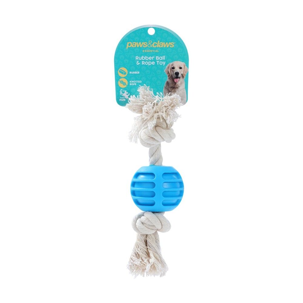 Paws and Claws TPR Ball & Rope Dog Pet Chew Toy 22x6x1.5cm Assorted (12 Pack) — image 8