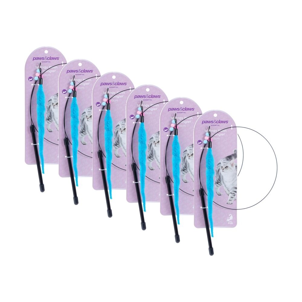 Paws and Claws Springy Plush Dangler Flexible Rod Interactive Cat Toy Asstd (6 Pack)