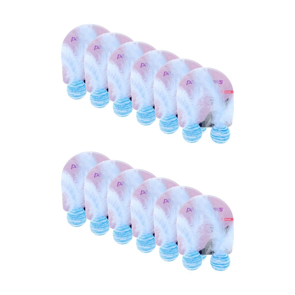 Paws and Claws 2pc Paws And Claws Foam Cat Toy Play Balls Set w/ Feather Assorted (12 Pack)