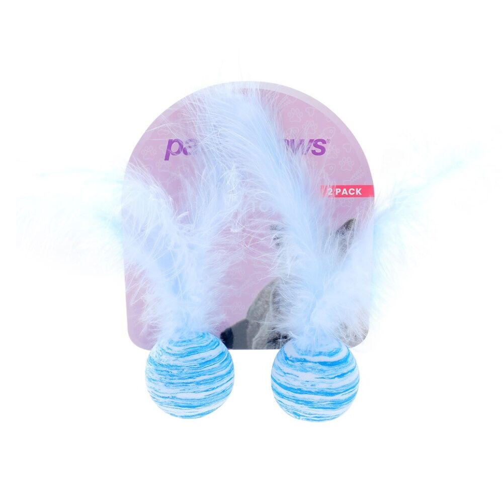 Paws and Claws 2pc Paws And Claws Foam Cat Toy Play Balls Set w/ Feather Assorted (12 Pack) — image 2