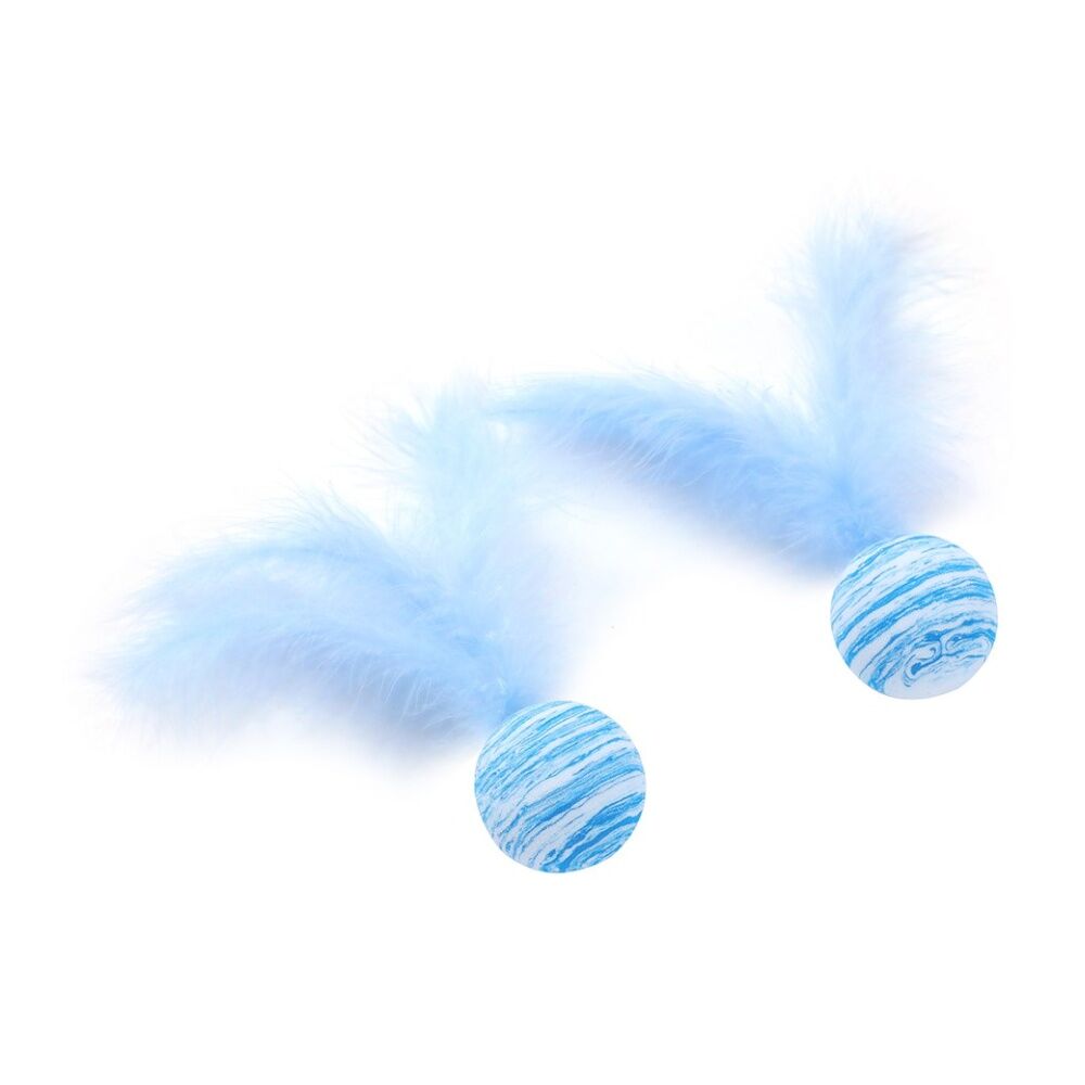 Paws and Claws 2pc Paws And Claws Foam Cat Toy Play Balls Set w/ Feather Assorted (12 Pack) — image 5