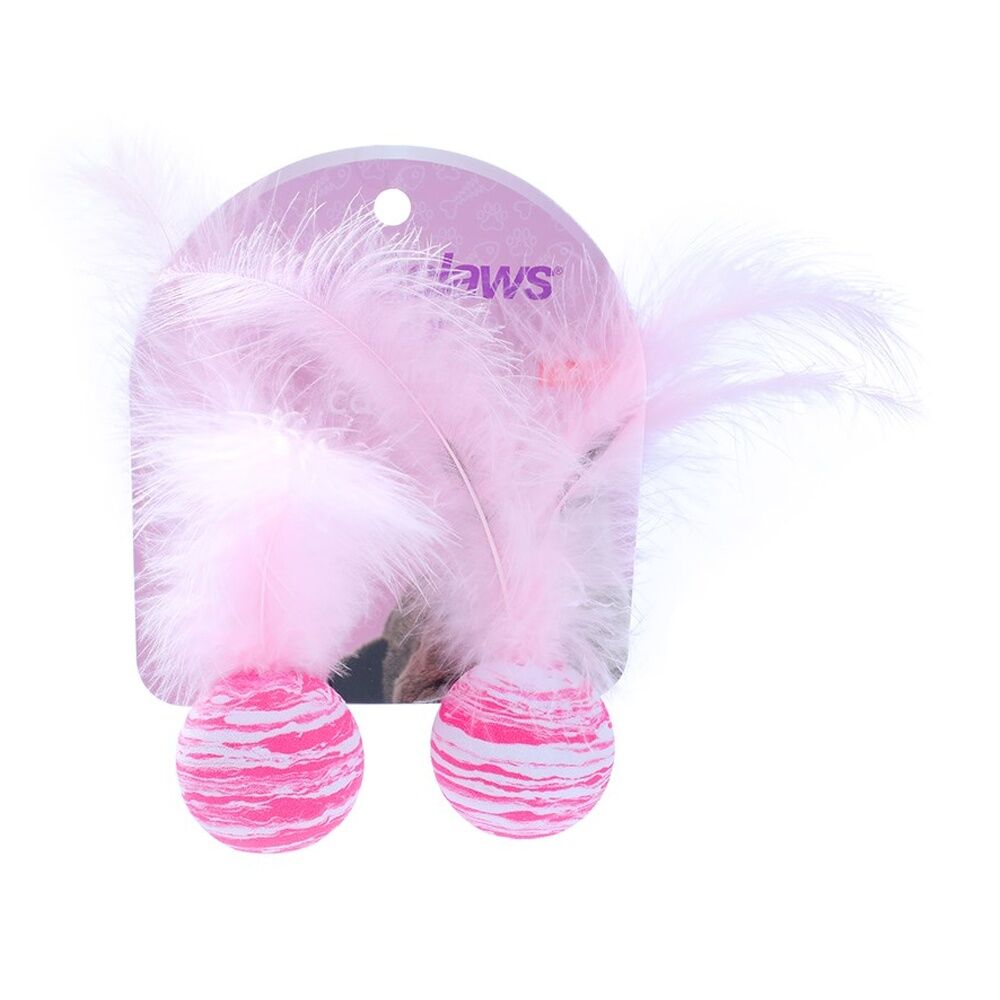 Paws and Claws Foam Cat Toy Play Balls Set w/ Feather Assorted (2 Pieces) — image 5
