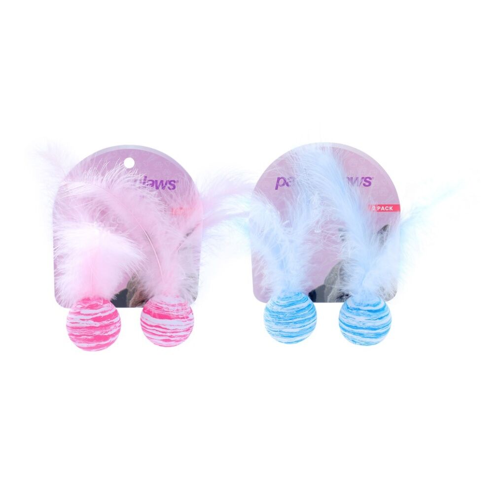 Paws and Claws Foam Cat Toy Play Balls Set w/ Feather Assorted (2 Pieces) — image 2