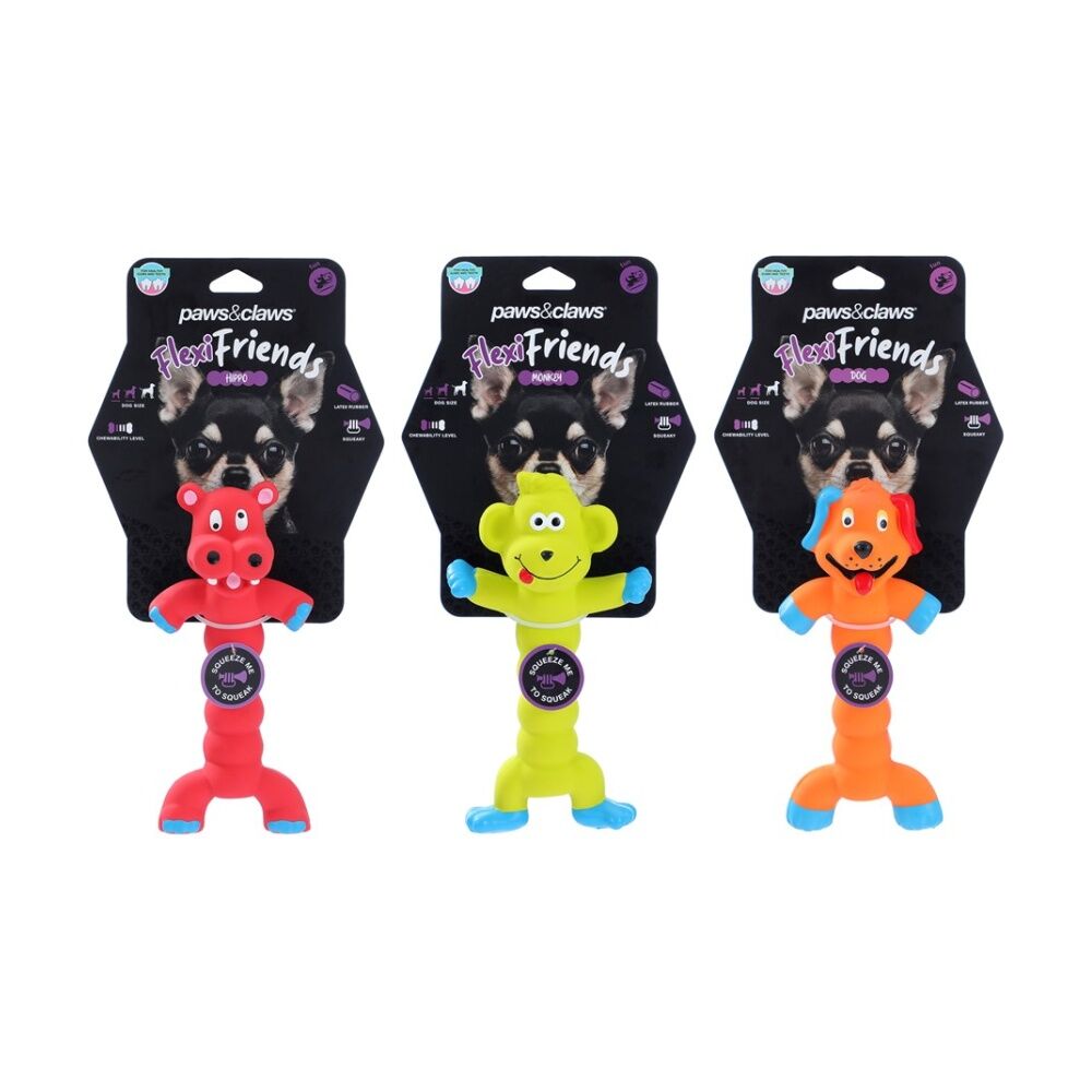 Paws and Claws Asstd Flexible Friends Animals Squeaky Latex Pet Dog Chew Toy — image 2
