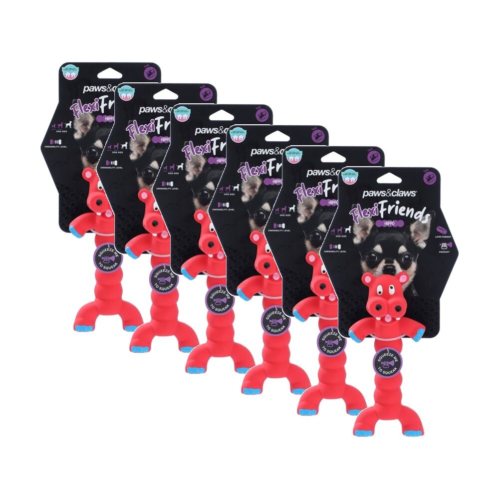 Paws and Claws Flexible Friends Animals Squeaky Latex Pet Dog Chew Toy Asstd (6 Pack)