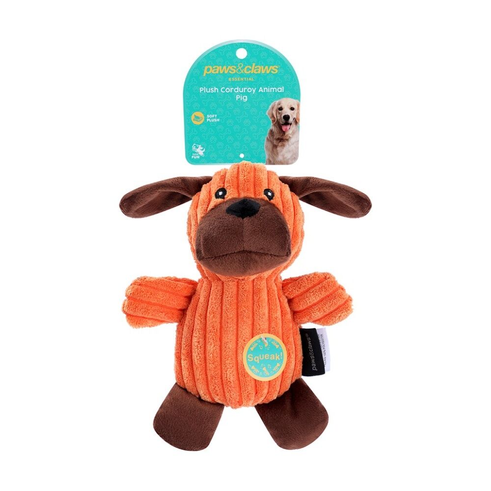 Paws and Claws Plush Corduroy Animals Pet Dog Chew/Cuddle Squeaker Toy Assorted (12 Pack) — image 7