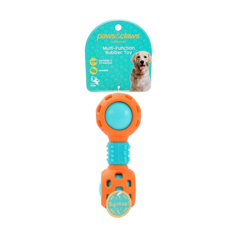 Paws and Claws Multi-Function Dumbell Pet Dog Chew Toy w/ Squeaky Ball Assorted (6 Pack) — image 2