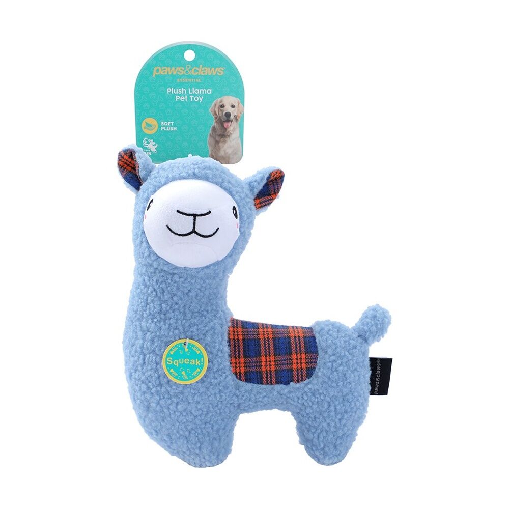 Paws and Claws 21x27cm Plush Llama Pet Dog Chew/Cuddle Squeaker Toy Assorted