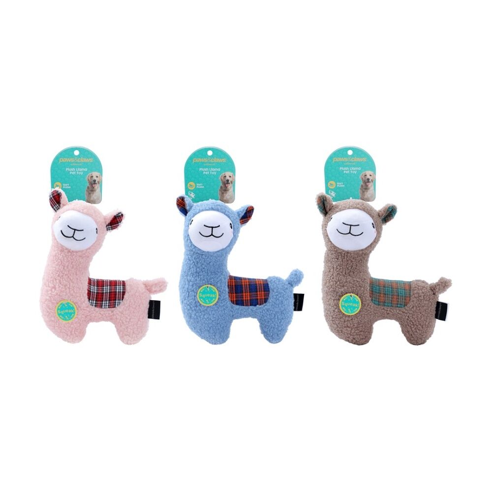 Paws and Claws 21x27cm Plush Llama Pet Dog Chew/Cuddle Squeaker Toy Assorted — image 2