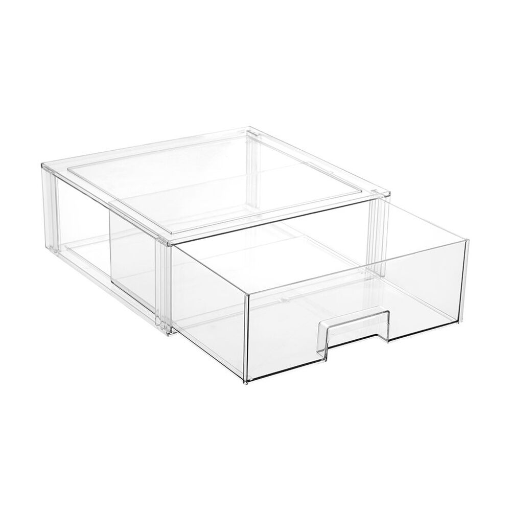 Boxsweden Crystal Stackable Organisation Storage Drawer 36.5x36.5x14cm 15.5L (4 Pack) — image 3