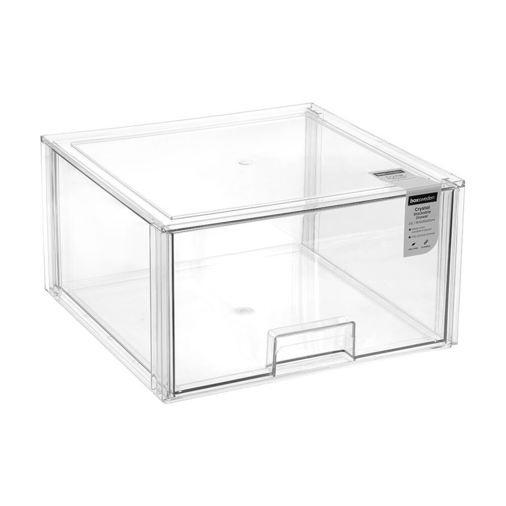 Boxsweden Crystal Stackable Organisation Storage Drawer 36.5x36x20cm 23L (4 Pack) — image 2