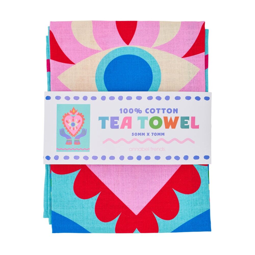Annabel Trends 70x50cm Kitchen Tea Towel Fiesta Heart Print 100% Cotton — image 2