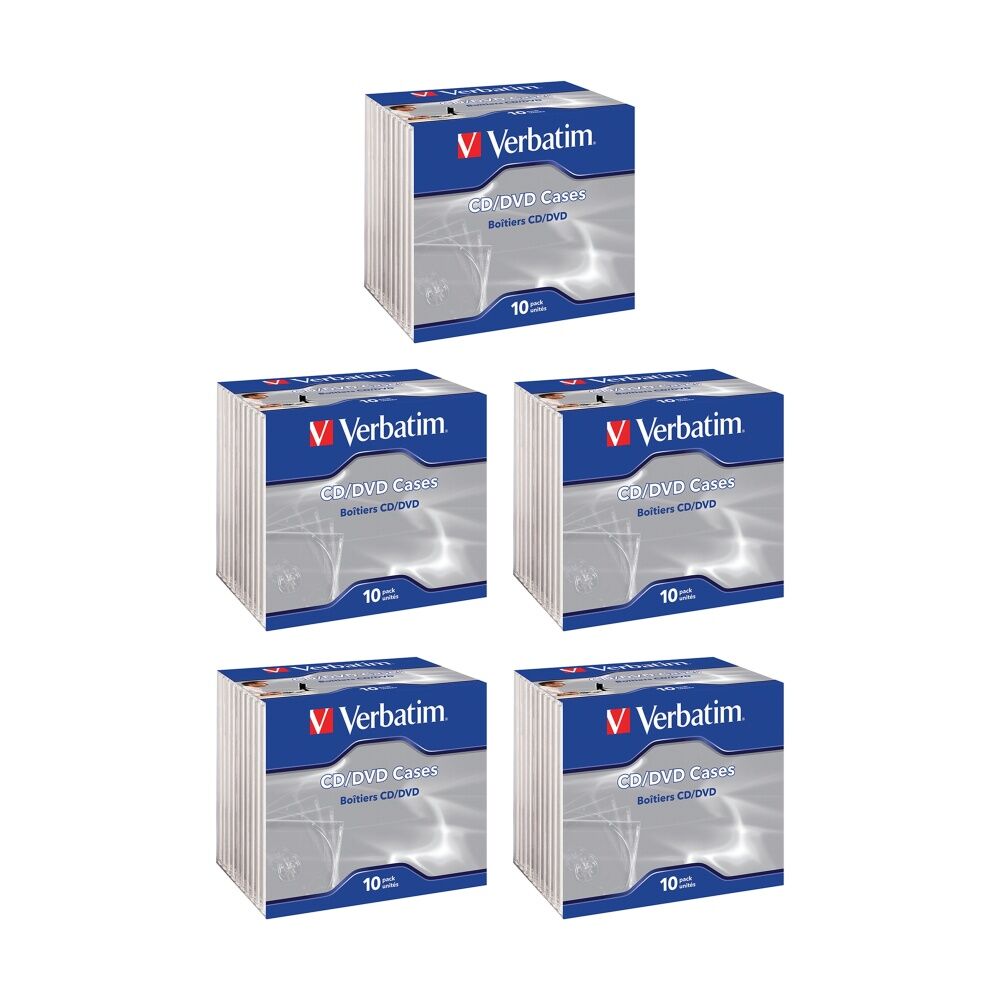 Verbatim 10pc Verbatim Jewel Disc Storage Cases Holders Cd/dvd Compatible (5 Pack)