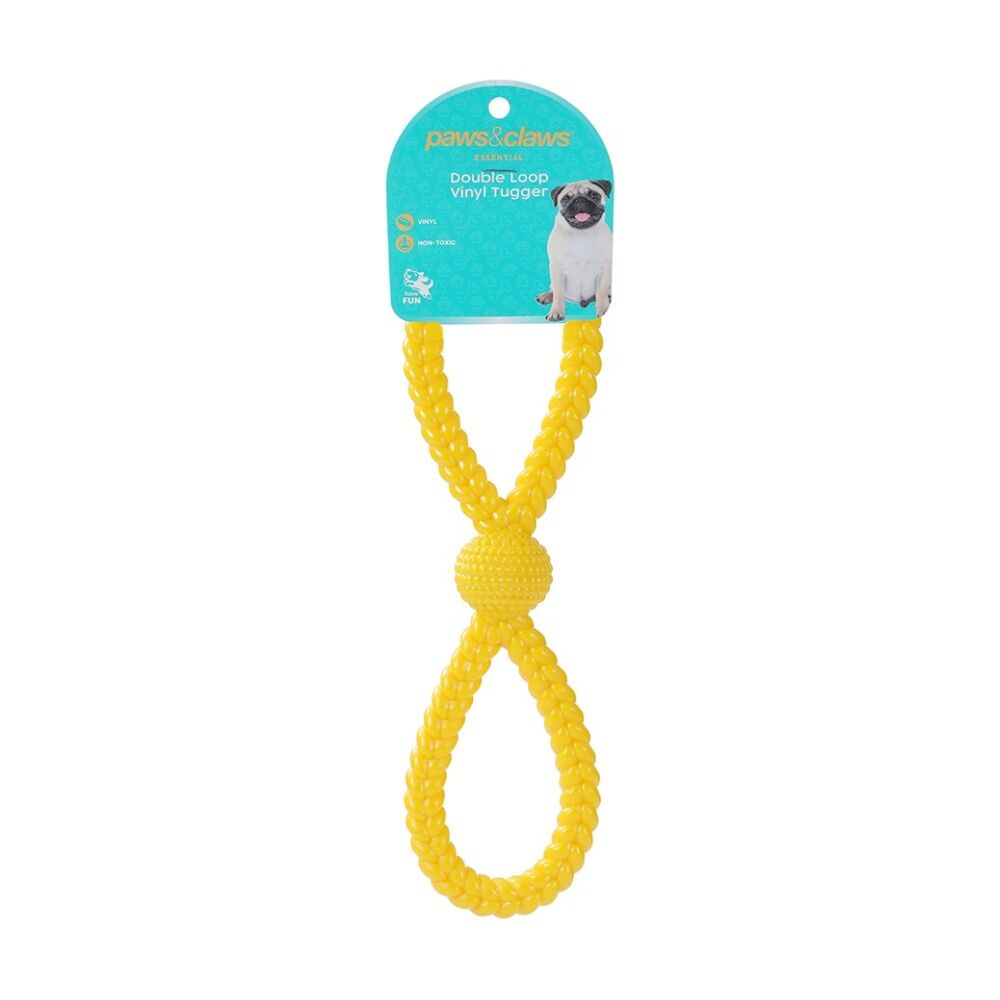 Paws and Claws Vinyl Double Loop Pet Dog Chew/Tugger Toy 27x8cm Assorted (12 Pack) — image 2