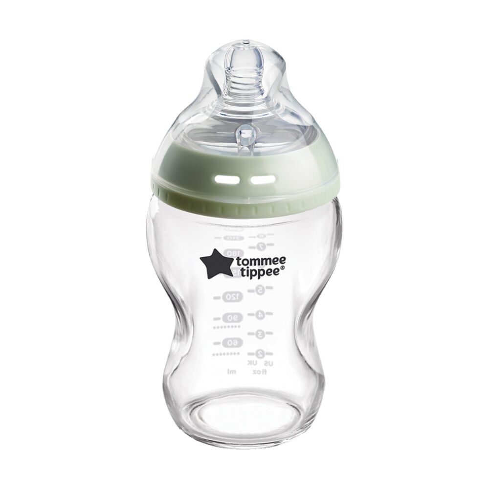 Tommee Tippee Natural Start Glass Anti-Colic Baby Bottle Slow Flow 0m+ 250ml