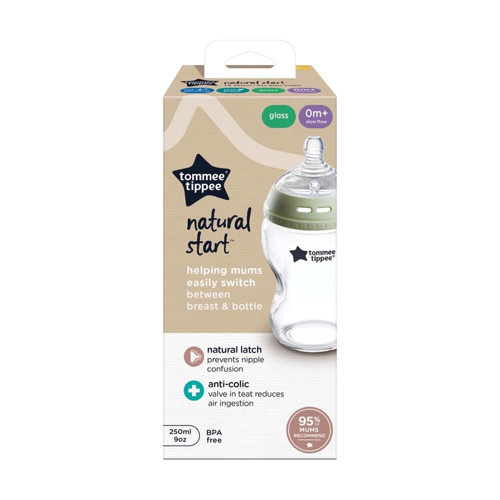 Tommee Tippee Natural Start Glass Anti-Colic Baby Bottle Slow Flow 0m+ 250ml (2 Pack) — image 3