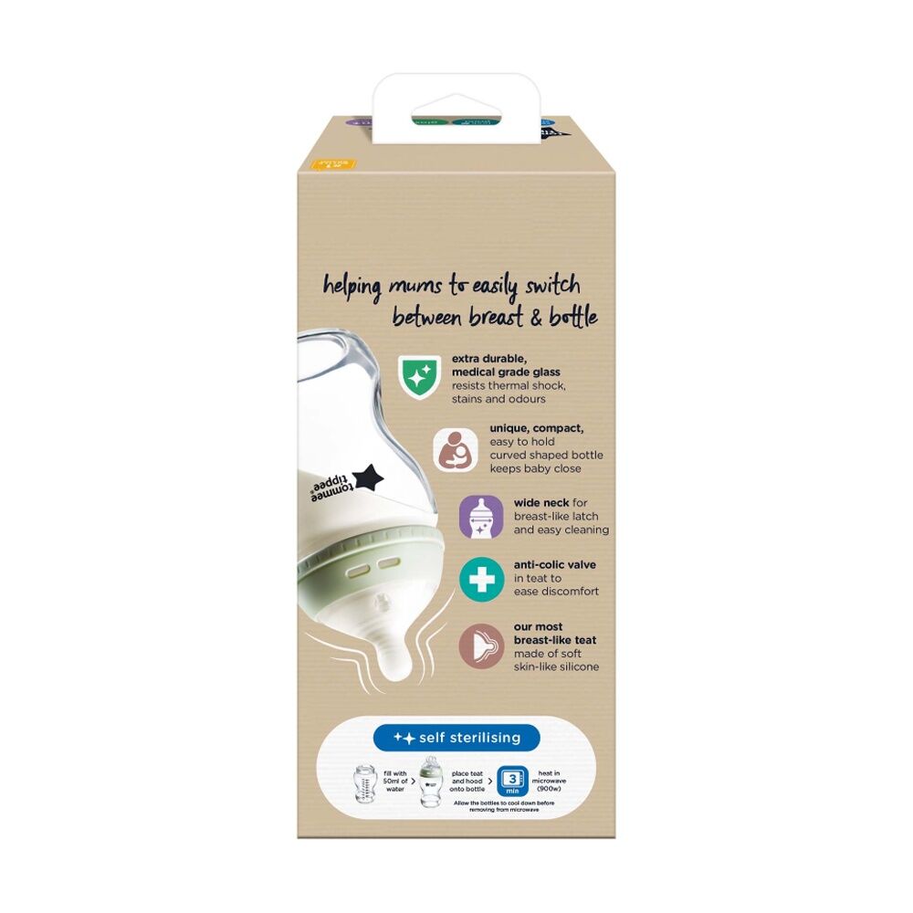 Tommee Tippee Natural Start Glass Anti-Colic Baby Bottle Slow Flow 0m+ 250ml (4 Pack) — image 4
