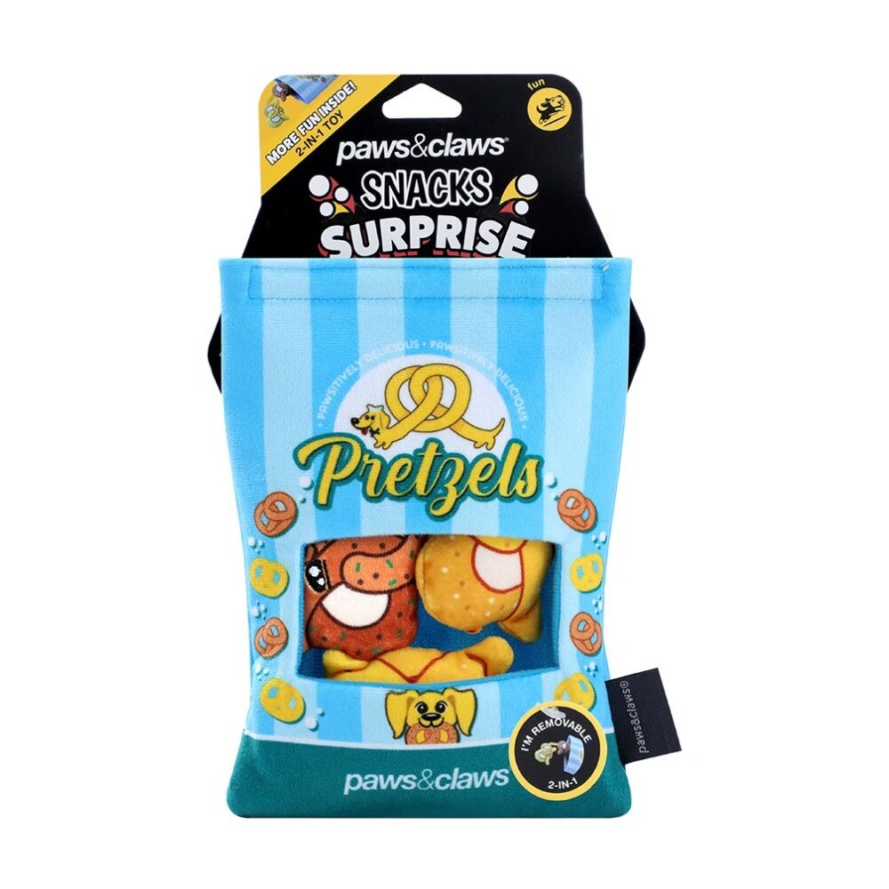 Paws and Claws 20x14.5x5cm Snack Surprise Pretzels Pet Dog Chew Squeaker Toy