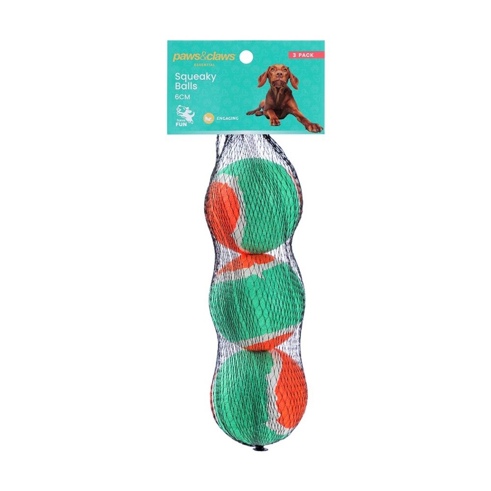 Paws and Claws 3pc Paws And Claws Durable Squeaky Balls Engaging Dog Catch/Fetch Toy Set 6cm (6 Pack) — image 6