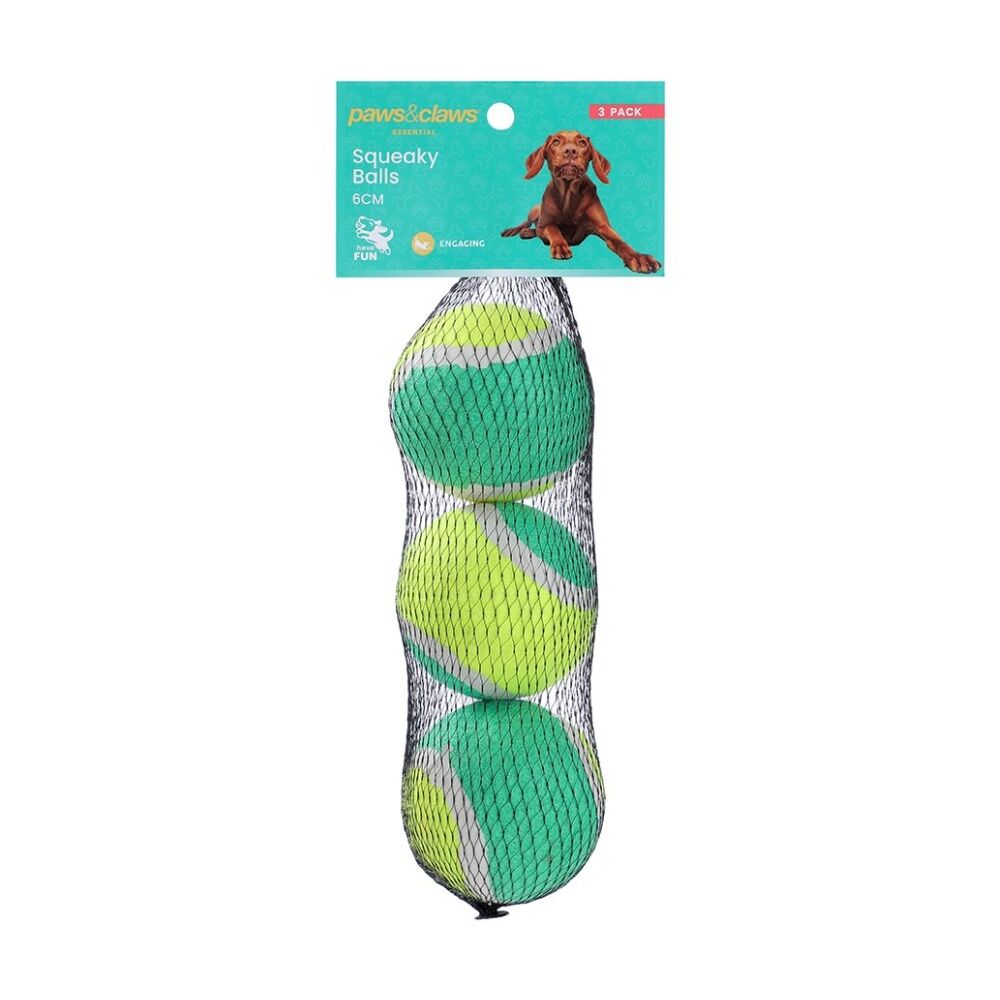 Paws and Claws 3pc Paws And Claws Durable Squeaky Balls Engaging Dog Catch/Fetch Toy Set 6cm (6 Pack) — image 7