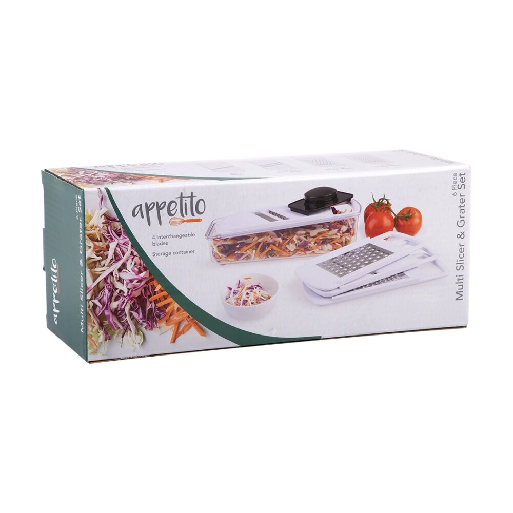 Appetito 6pc Appetito Multi Slicer & Grater Kitchen Tool Set w/ Safety Holder White (2 Pack) — image 2